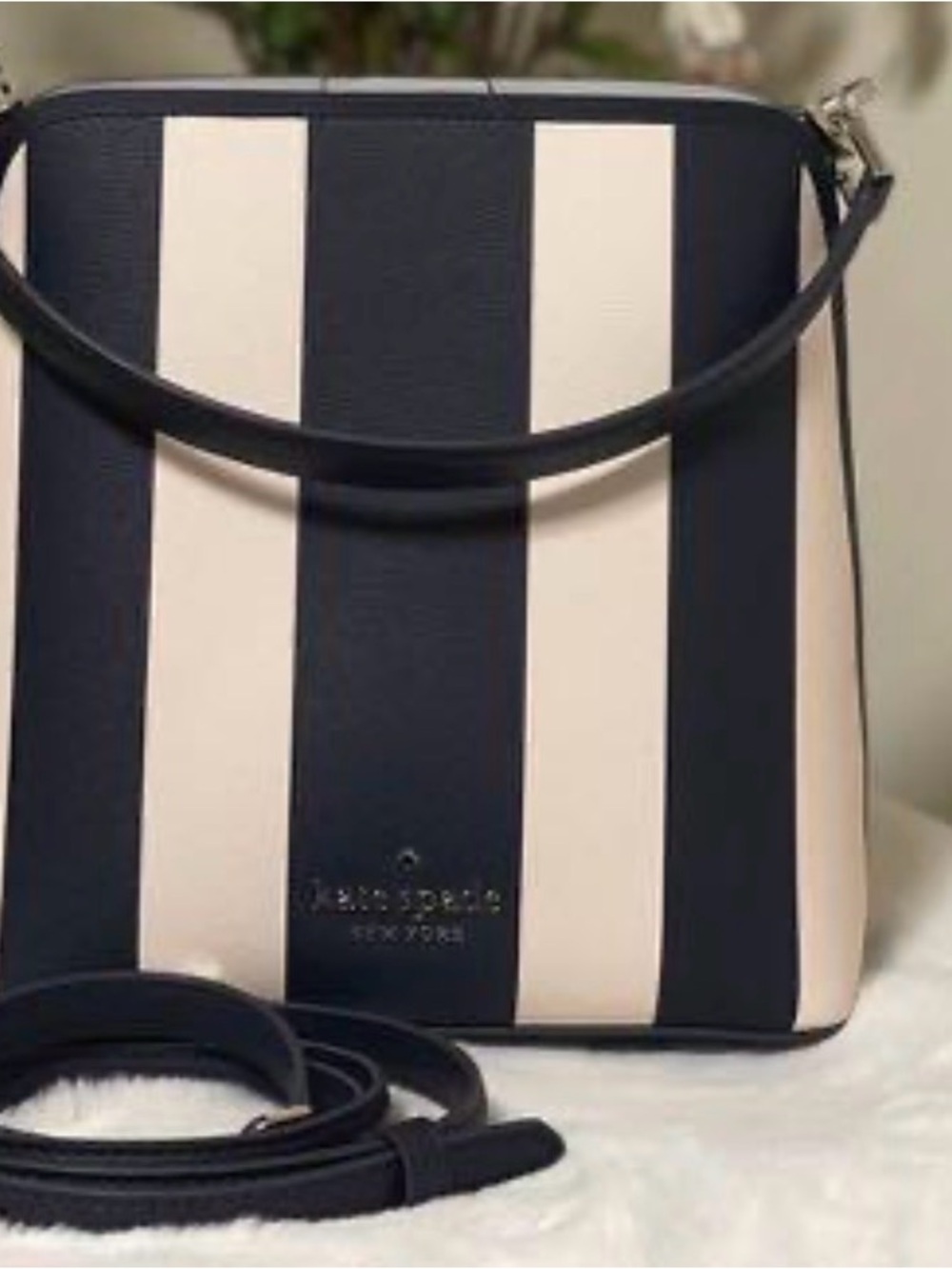 kate spade Navy and Cream Vertical Stripe Crossbody